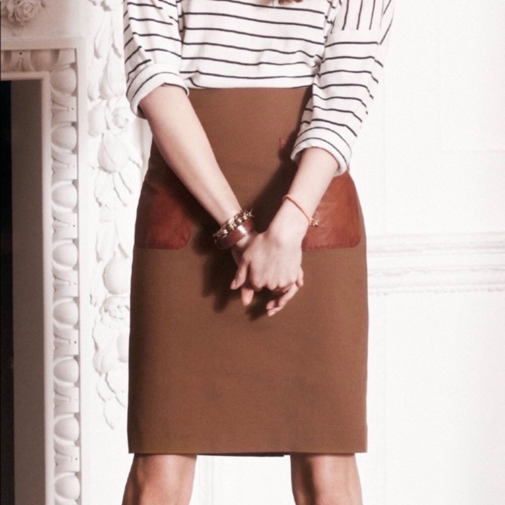 CLUB MONACO brown Leather Pocket Skirt